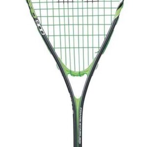 Grey and green squash racket